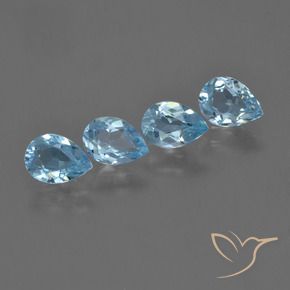 Gemme di Topazio Blu svizzero naturale da 3.04 ct, Forma a pera, VVS-VS