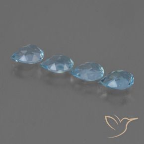 Gemme di Topazio Blu svizzero naturale da 3.04 ct, Forma a pera, VVS-VS