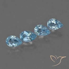 Gemme di Topazio Blu svizzero naturale da 3.17 ct, Forma a pera, VVS-VS
