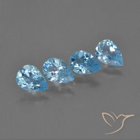 Gemme di Topazio Blu svizzero naturale da 2.87 ct, Forma a pera, VVS-VS