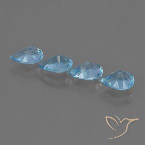 Gemme di Topazio Blu svizzero naturale da 2.87 ct, Forma a pera, VVS-VS