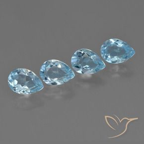 Gemme di Topazio Celeste naturale da 3.39 ct, Forma a pera, VVS-VS