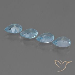 Gemme di Topazio Celeste naturale da 3.39 ct, Forma a pera, VVS-VS