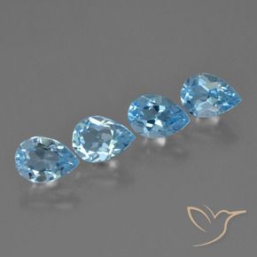 Gemme di Topazio Blu svizzero naturale da 3.42 ct, Forma a pera, VVS-VS