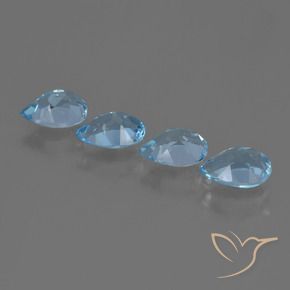 Gemme di Topazio Blu svizzero naturale da 3.42 ct, Forma a pera, VVS-VS