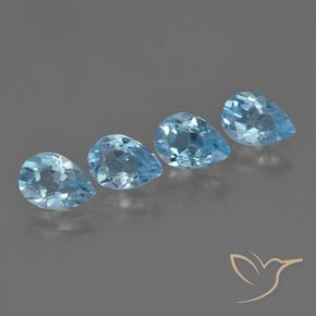 Gemme di Topazio Blu svizzero naturale da 3.09 ct, Forma a pera, VVS-VS