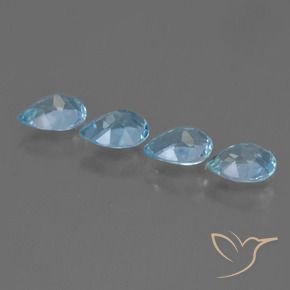 Gemme di Topazio Blu svizzero naturale da 3.09 ct, Forma a pera, VVS-VS