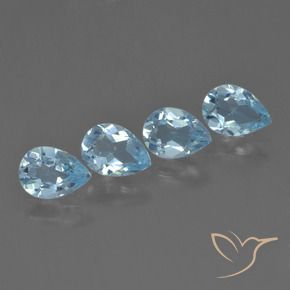 Gemme di Topazio Celeste naturale da 3.16 ct, Forma a pera, VVS-VS