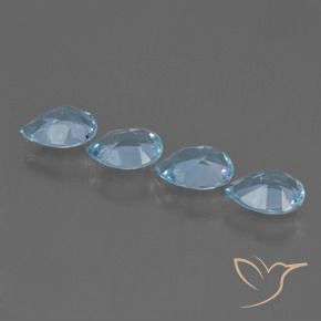 Gemme di Topazio Celeste naturale da 3.16 ct, Forma a pera, VVS-VS