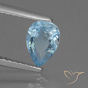 Topazio Celeste naturale da 0.84 ct, Forma a pera, VS