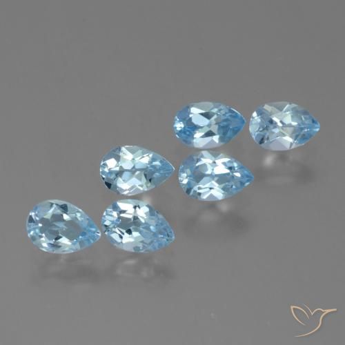 Gemme di Topazio Celeste naturale da 2.80 ct, Forma a pera, VS