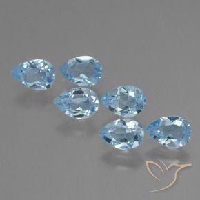 Gemme di Topazio Celeste naturale da 3.28 ct, Forma a pera, VS