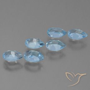 Gemme di Topazio Celeste naturale da 3.28 ct, Forma a pera, VS