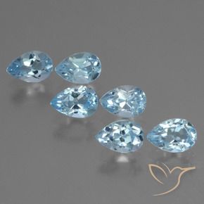 Gemme di Topazio Celeste naturale da 3.28 ct, Forma a pera, VS