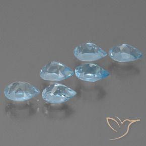 Gemme di Topazio Celeste naturale da 3.28 ct, Forma a pera, VS