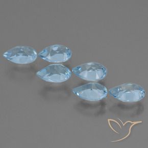 Gemme di Topazio Blu svizzero naturale da 2.89 ct, Forma a pera, VS