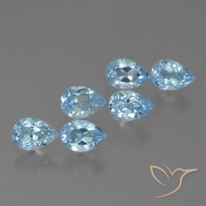 Gemme di Topazio Blu svizzero naturale da 3.69 ct, Forma a pera, VS
