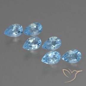 Gemme di Topazio Blu svizzero naturale da 3.07 ct, Forma a pera, VS