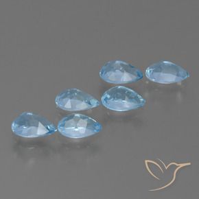 Gemme di Topazio Blu svizzero naturale da 3.07 ct, Forma a pera, VS