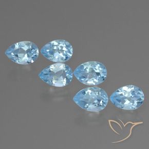 Gemme di Topazio Celeste naturale da 3.31 ct, Forma a pera, VS