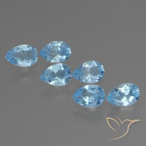 Gemme di Topazio Blu svizzero naturale da 3.16 ct, Forma a pera, VS