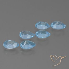 Gemme di Topazio Blu svizzero naturale da 3.16 ct, Forma a pera, VS