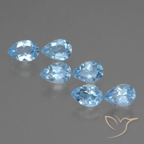Gemme di Topazio Blu svizzero naturale da 3.22 ct, Forma a pera, VS