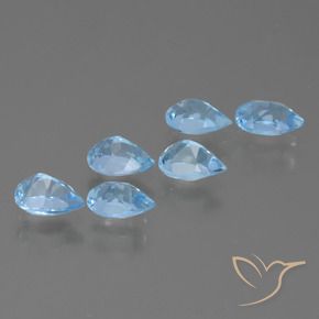 Gemme di Topazio Blu svizzero naturale da 3.22 ct, Forma a pera, VS
