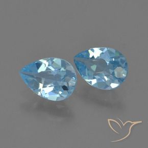 Gemme di Topazio Blu svizzero naturale da 1.66 ct, Forma a pera, VVS-VS