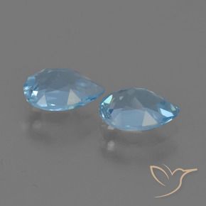 Gemme di Topazio Blu svizzero naturale da 1.66 ct, Forma a pera, VVS-VS