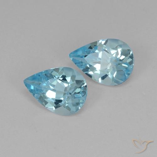 Gemme di Topazio Celeste naturale da 1.41 ct, Forma a pera, VS
