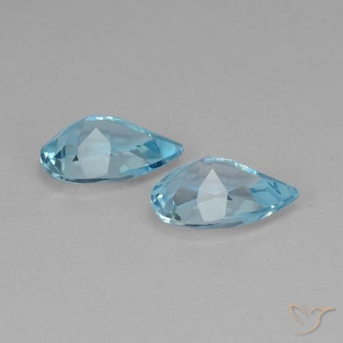 Gemme di Topazio Celeste naturale da 1.41 ct, Forma a pera, VS