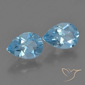 Gemme di Topazio Blu svizzero naturale da 1.68 ct, Forma a pera, VS