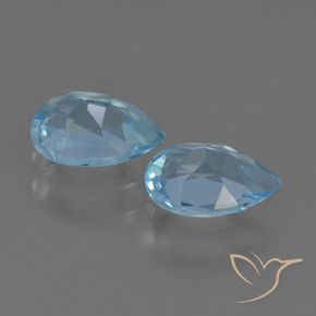 Gemme di Topazio Blu svizzero naturale da 1.59 ct, Forma a pera, VVS-VS