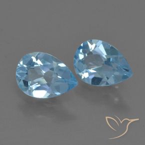 Gemme di Topazio Blu svizzero naturale da 1.54 ct, Forma a pera, VS