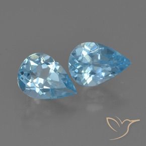 Gemme di Topazio Blu svizzero naturale da 1.54 ct, Forma a pera, VVS-VS