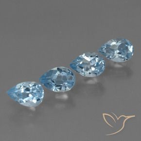 Gemme di Topazio Blu svizzero naturale da 2.15 ct, Forma a pera, VS