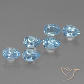 Gemme di Topazio Celeste naturale da 3.06 ct, Forma a pera, VS