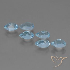 Gemme di Topazio Celeste naturale da 3.06 ct, Forma a pera, VS