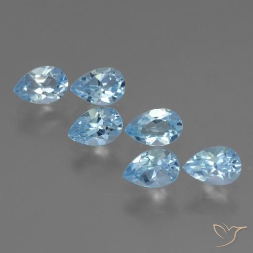 Gemme di Topazio Celeste naturale da 3.53 ct, Forma a pera, VS