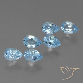 Gemme di Topazio Celeste naturale da 3.53 ct, Forma a pera, VS