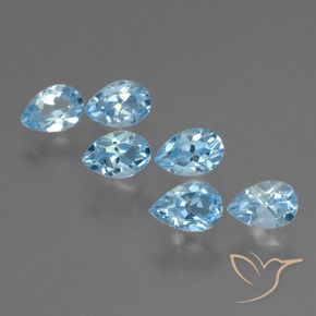 Gemme di Topazio Celeste naturale da 3.45 ct, Forma a pera, VS