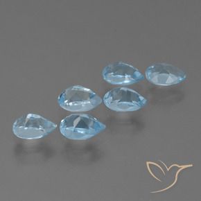 Gemme di Topazio Celeste naturale da 3.45 ct, Forma a pera, VS