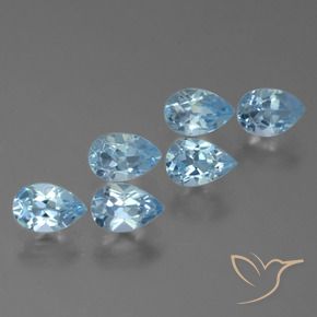 Gemme di Topazio Blu svizzero naturale da 3.44 ct, Forma a pera, VS