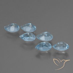 Gemme di Topazio Blu svizzero naturale da 3.44 ct, Forma a pera, VS