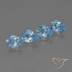 Gemme di Topazio Blu svizzero naturale da 3.02 ct, Forma a pera, VS