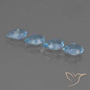 Gemme di Topazio Blu svizzero naturale da 3.02 ct, Forma a pera, VS