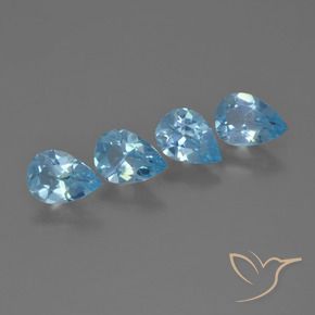 Gemme di Topazio Blu svizzero naturale da 2.92 ct, Forma a pera, VS