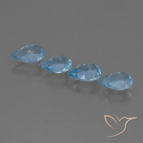 Gemme di Topazio Blu svizzero naturale da 2.92 ct, Forma a pera, VS