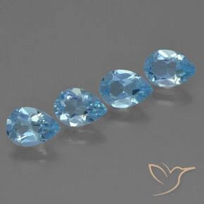 Gemme di Topazio Blu svizzero naturale da 3.21 ct, Forma a pera, VS